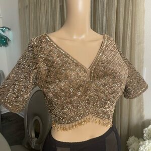 Elegant Brown Embellished Women's Top
